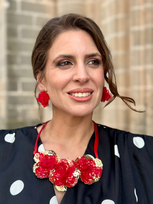Collar Floral Rojo