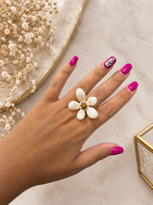 Anillo Flor Blanco