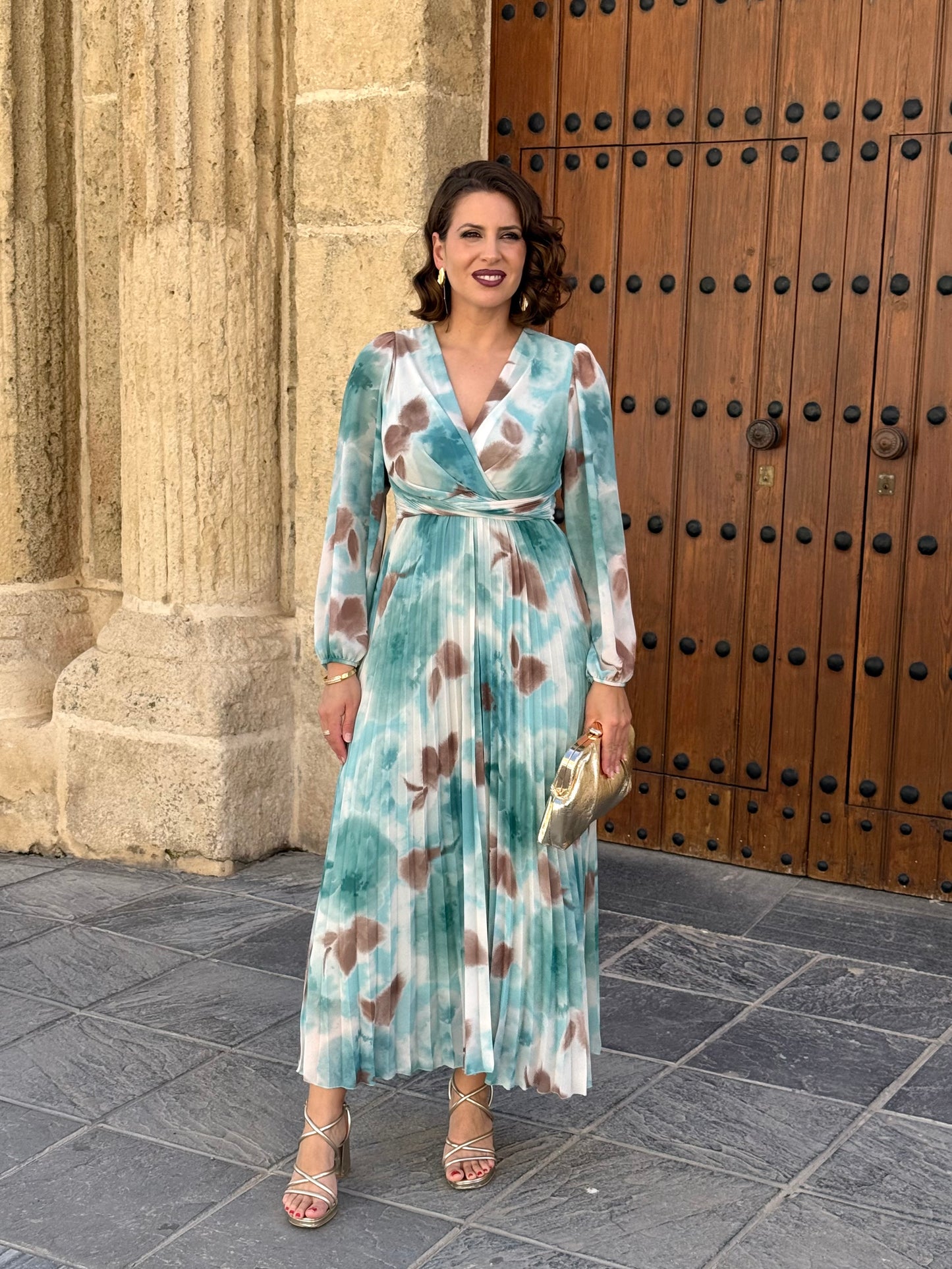 Vestido Nadia Floral Verde Mar