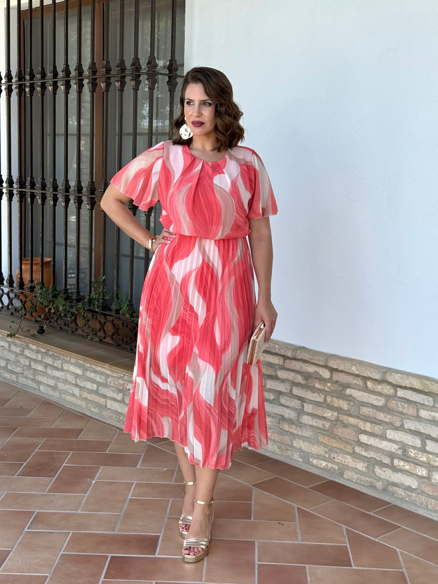 Vestido Niebla Estampado Coral