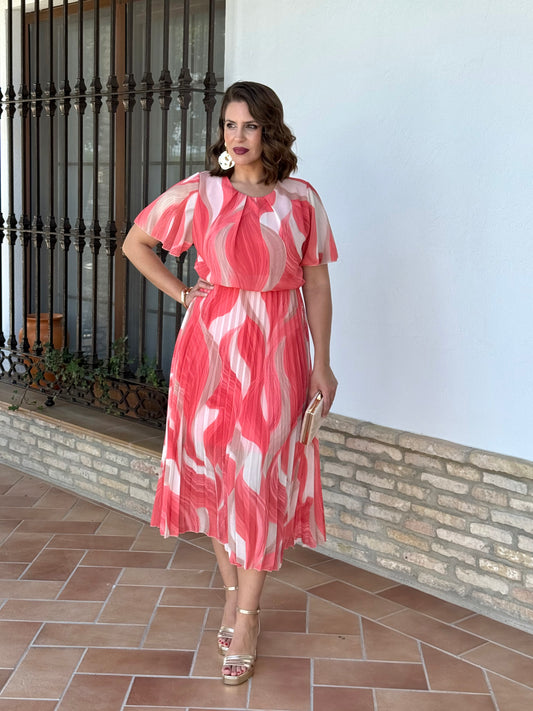 Vestido Niebla Estampado Coral