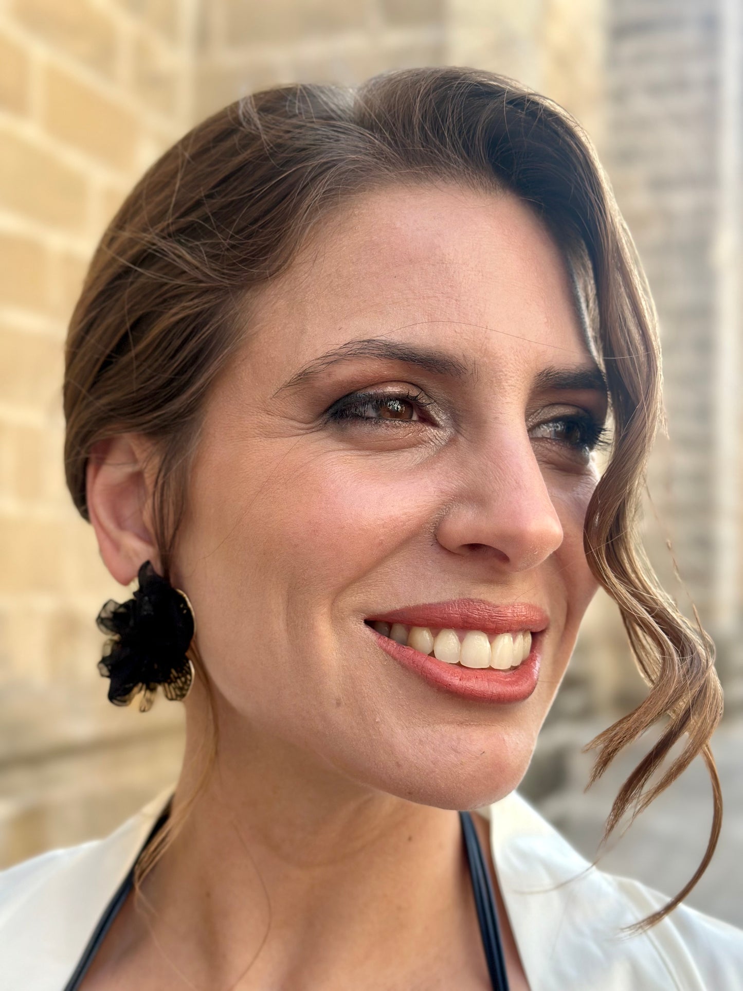 Pendientes Floral Negro