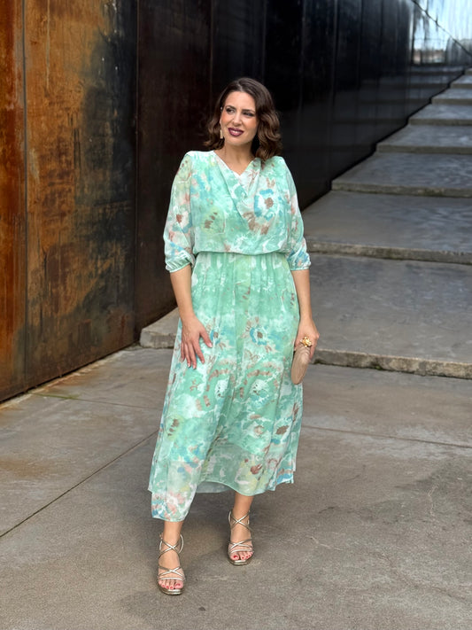 Vestido Mónica Floral Menta
