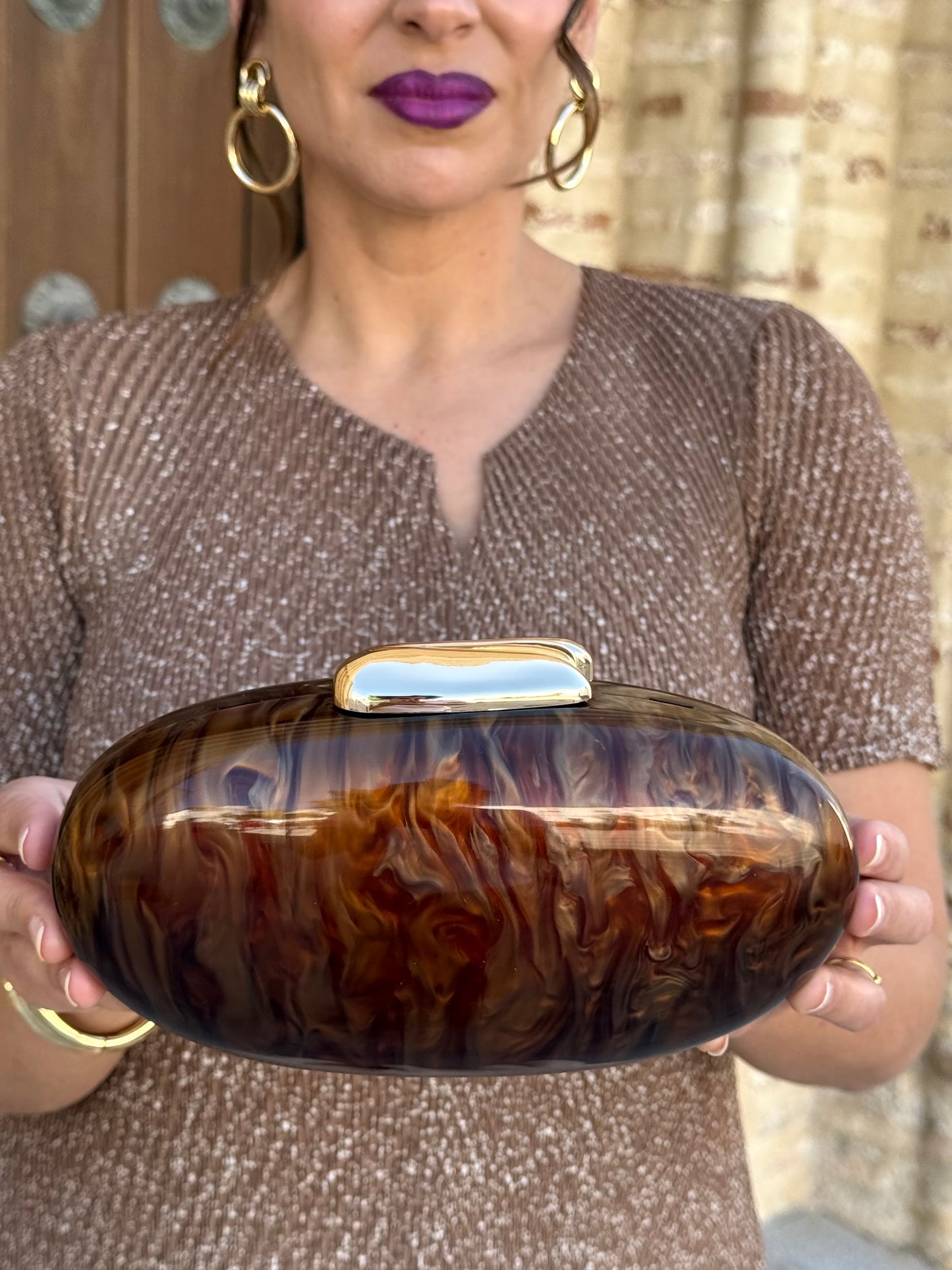 Bolso Ovalado Marrón