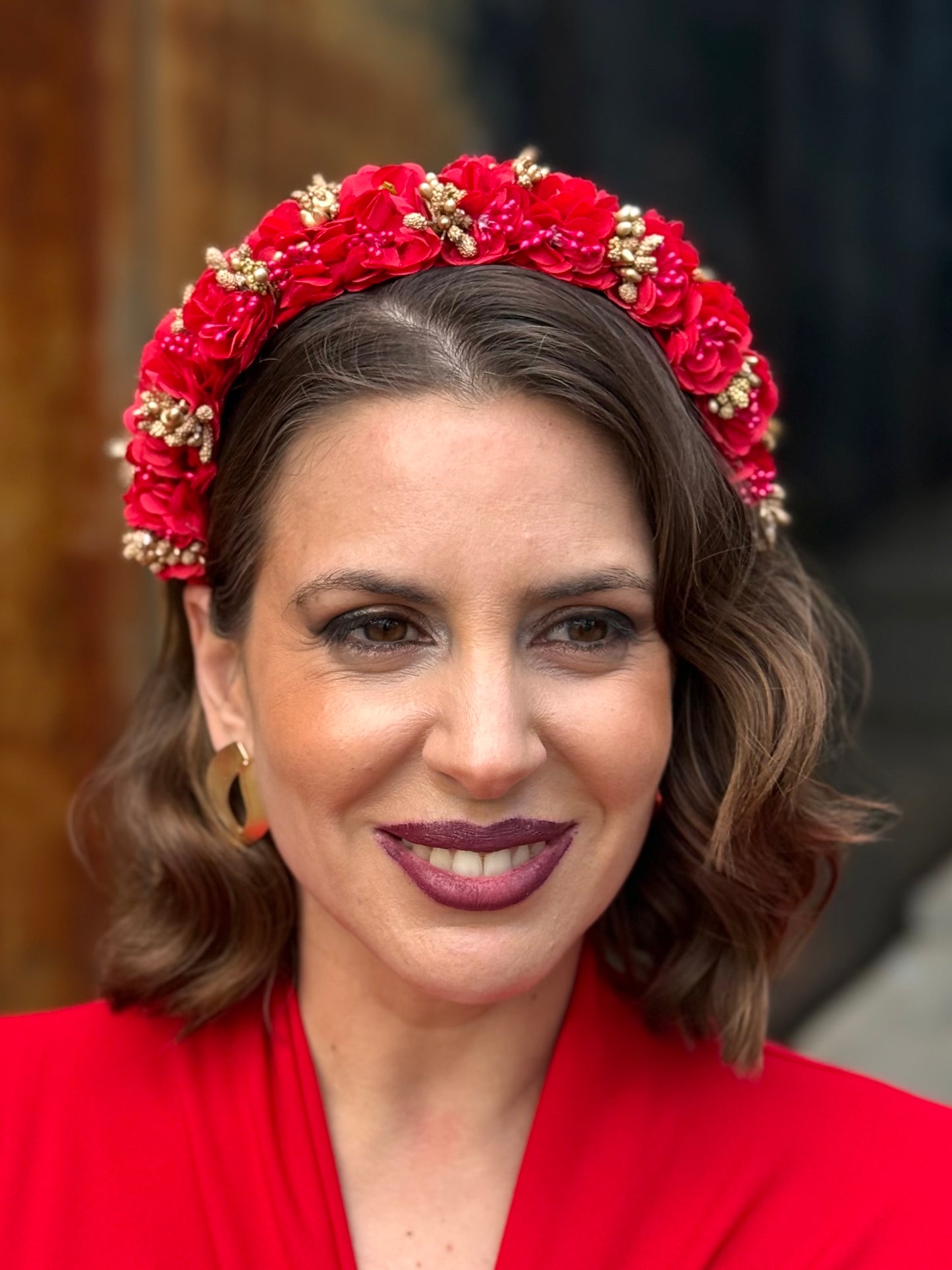 Diadema floral Roja