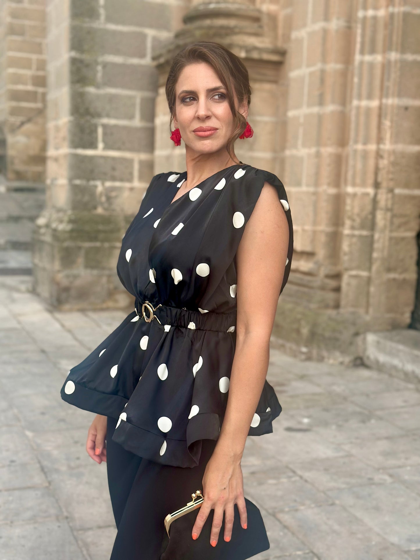 Blusa Lunares Negra