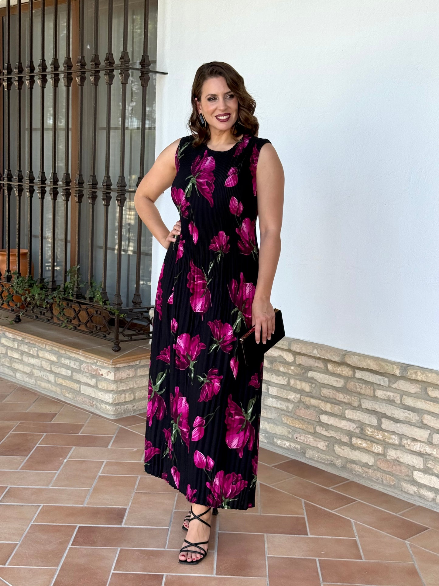 Vestido Amapola Negro/Buganvilla