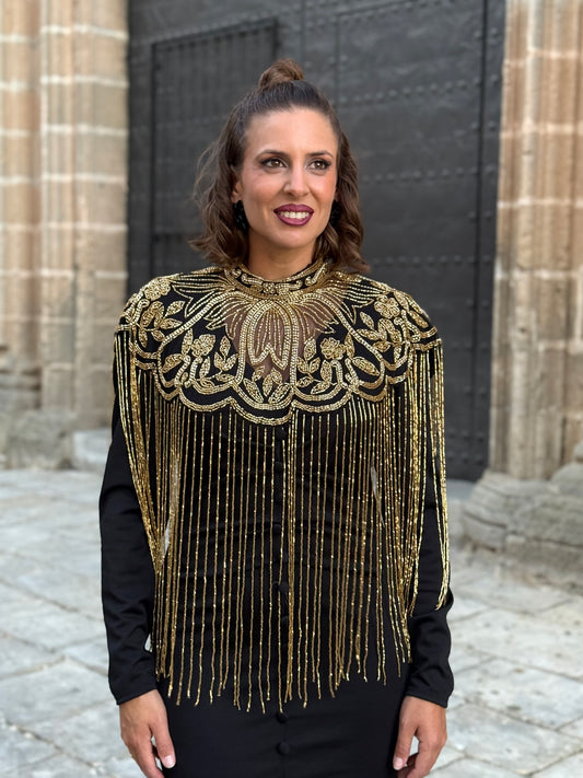 Capa De Fiesta de Pedrería Dorado