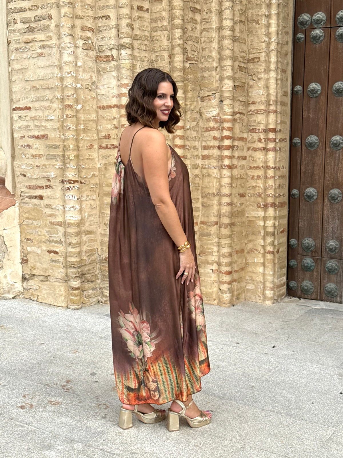 Vestido + Capa Samira Beige/Marrón