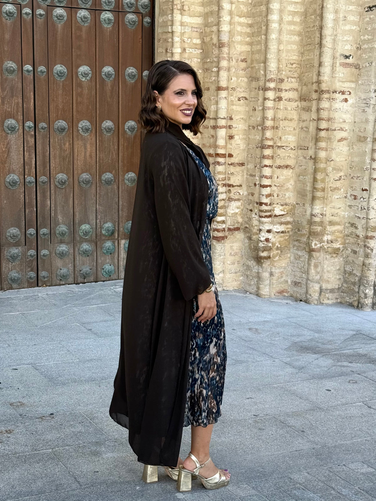 Kimono de Gasa Lazo Marrón
