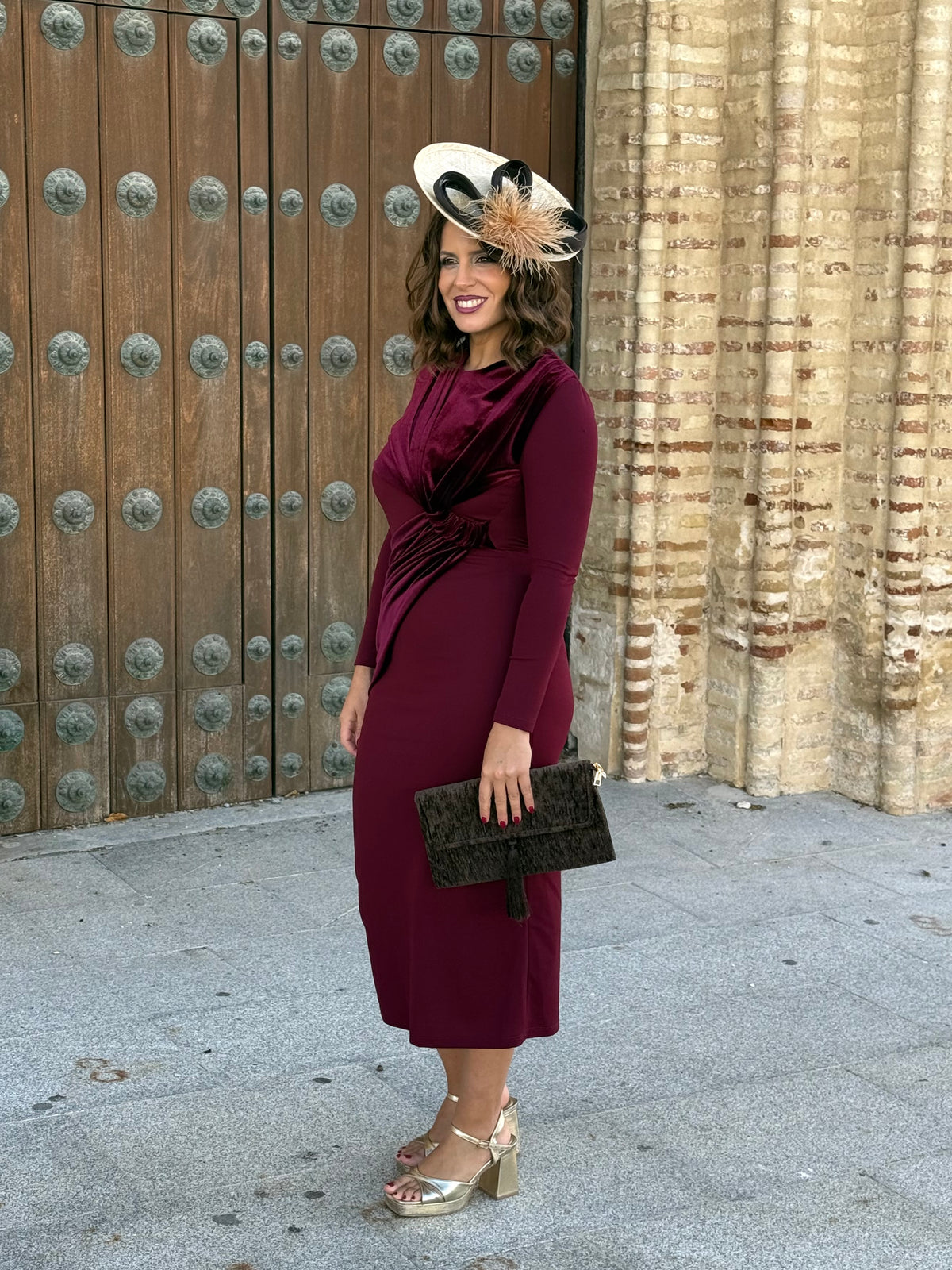 Vestido Velvet Terciopelo Burdeos