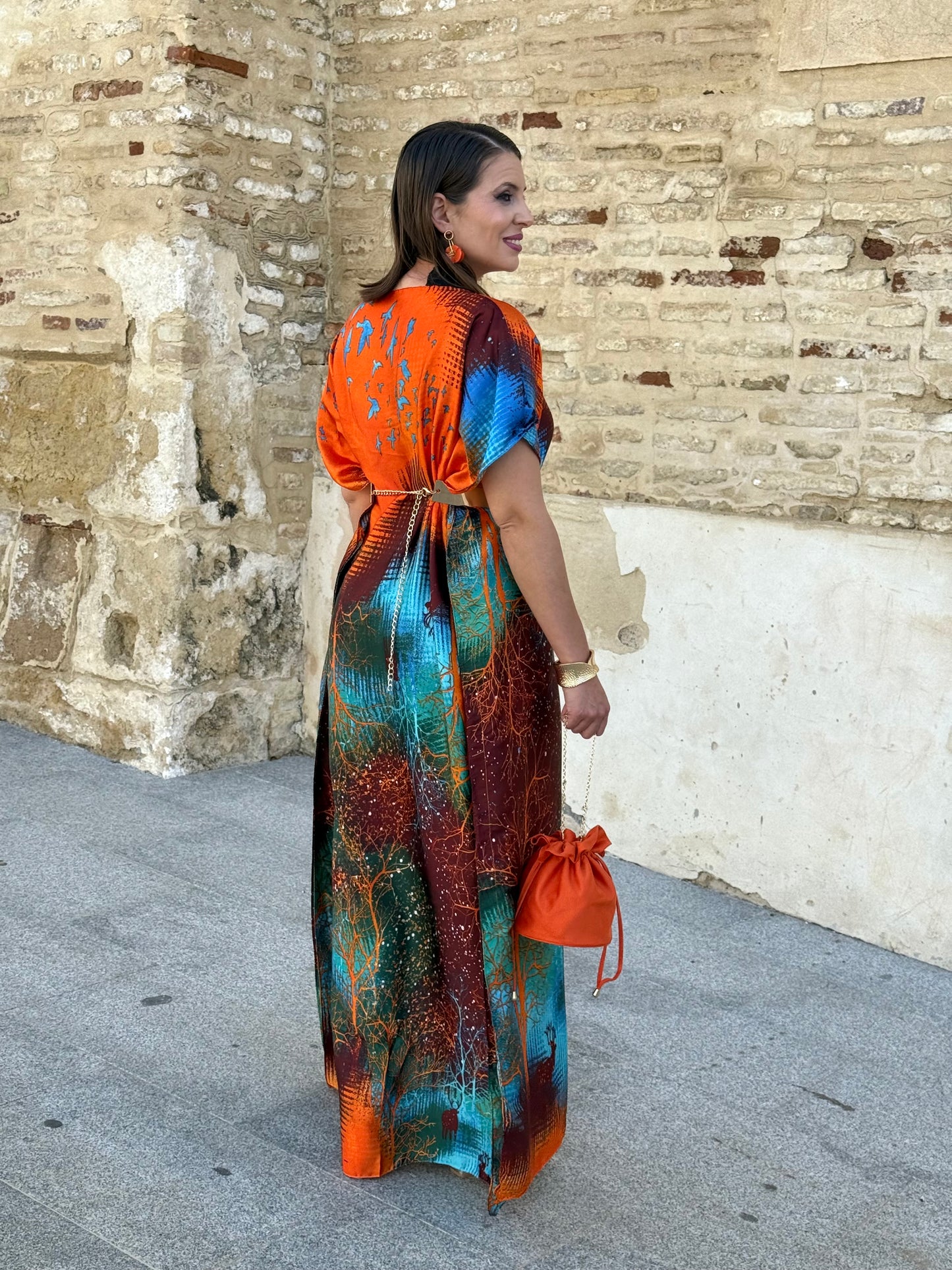 Vestido Elvira Turquesa/Naranja