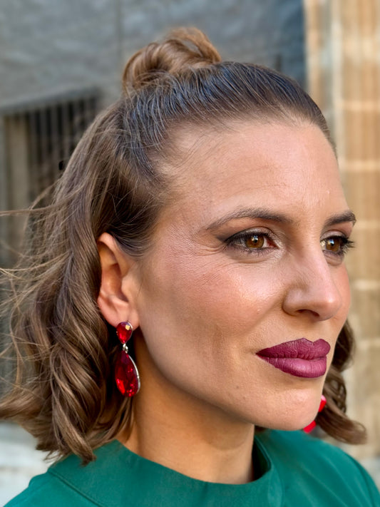 Pendientes Lágrima Rojo