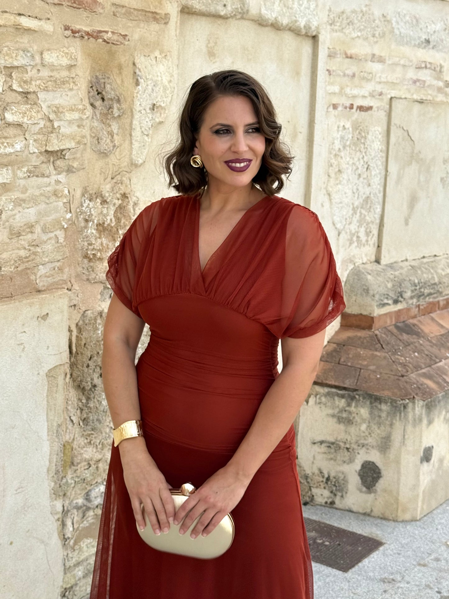Vestido Graciela M/C Teja