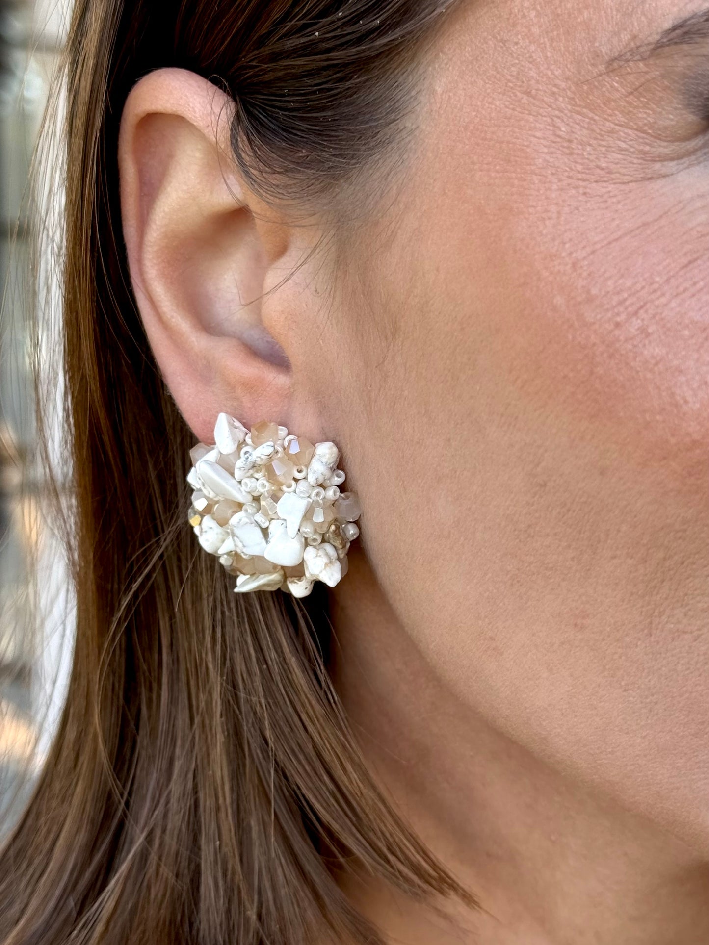 Pendientes Piedra Beige