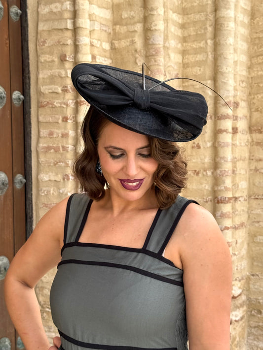 Tocado Sinamay Eclipse Negro