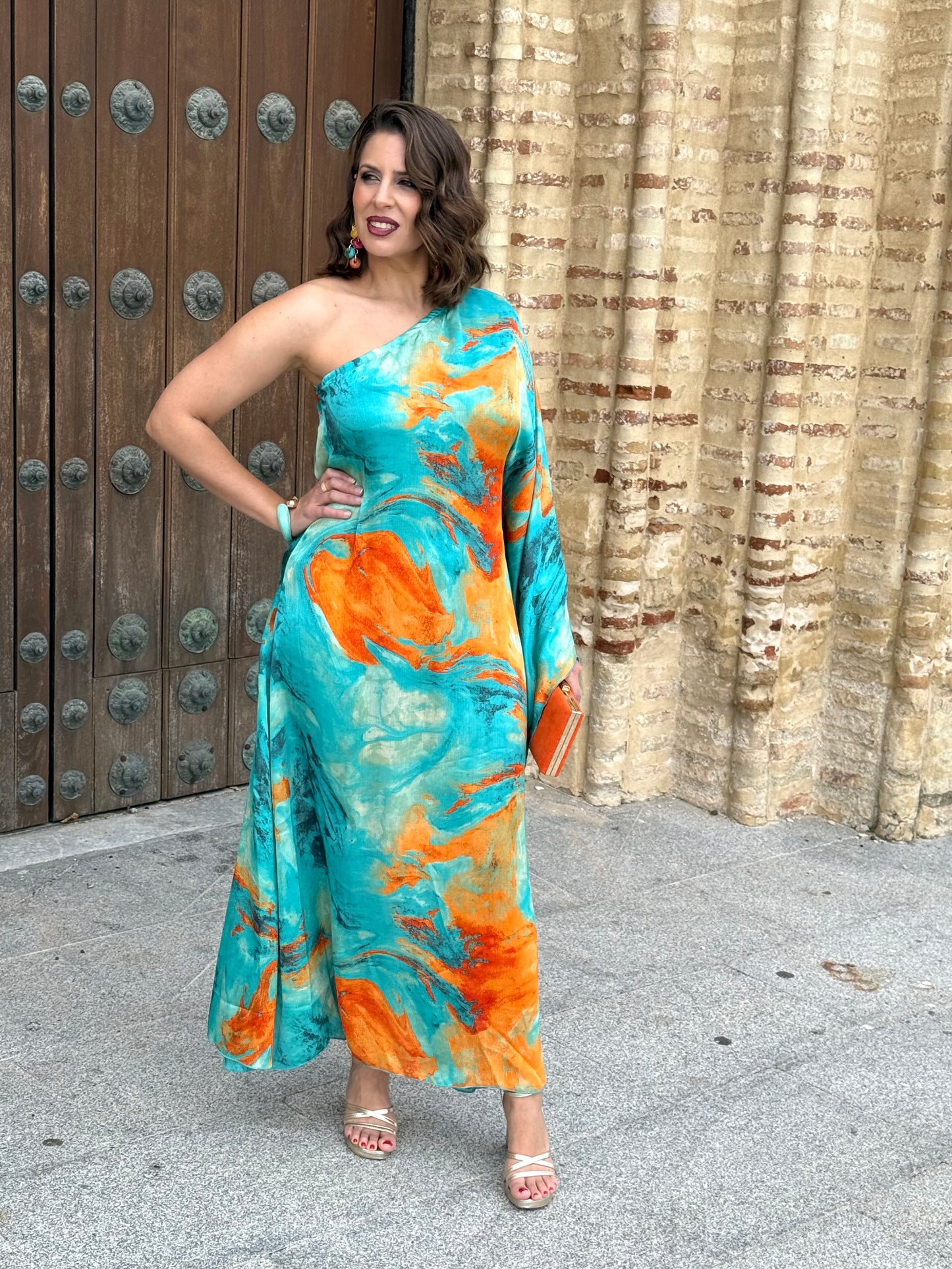 Vestido Casandra Turquesa/Naranja