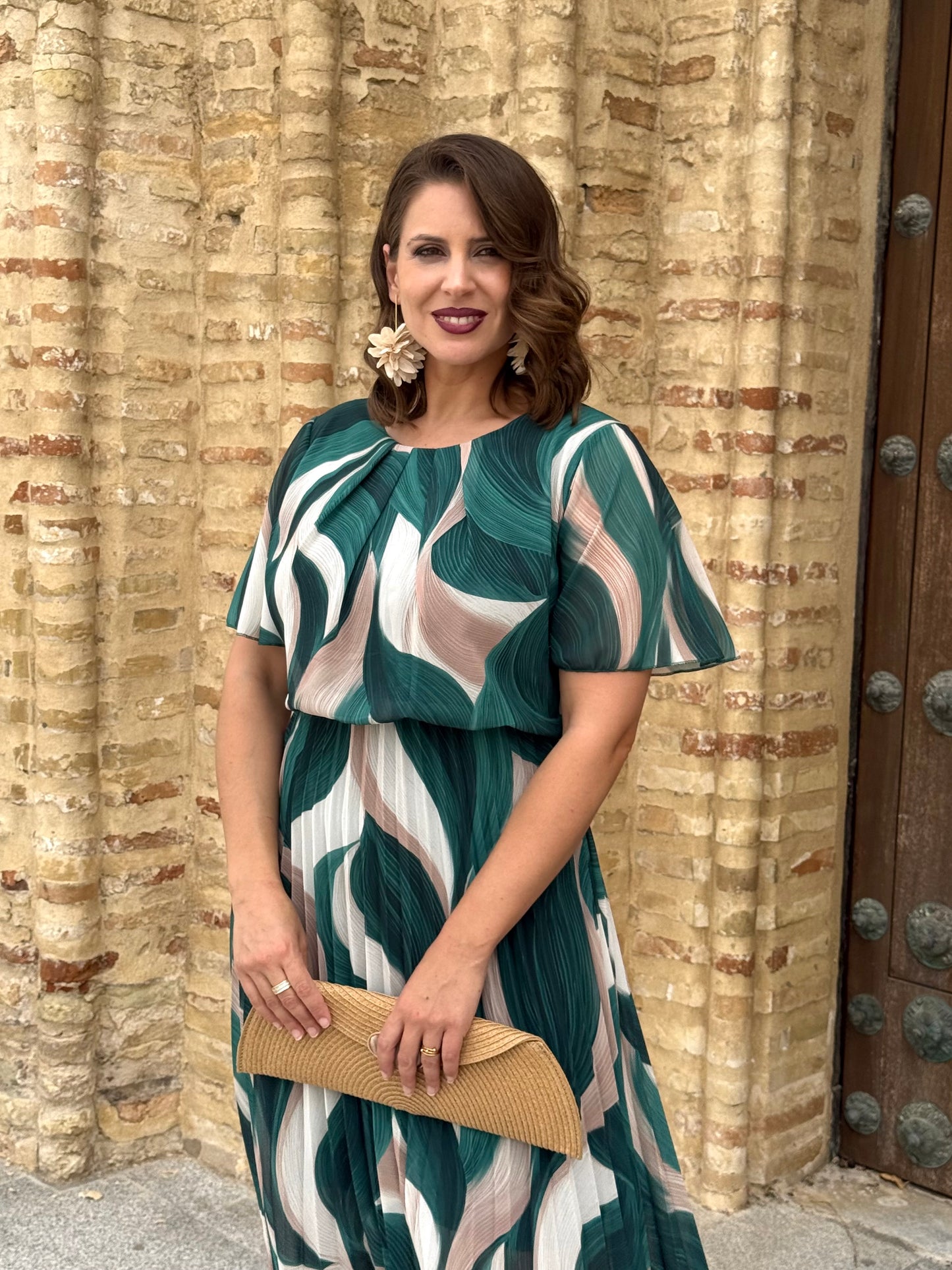 Vestido Niebla Estampado Verde