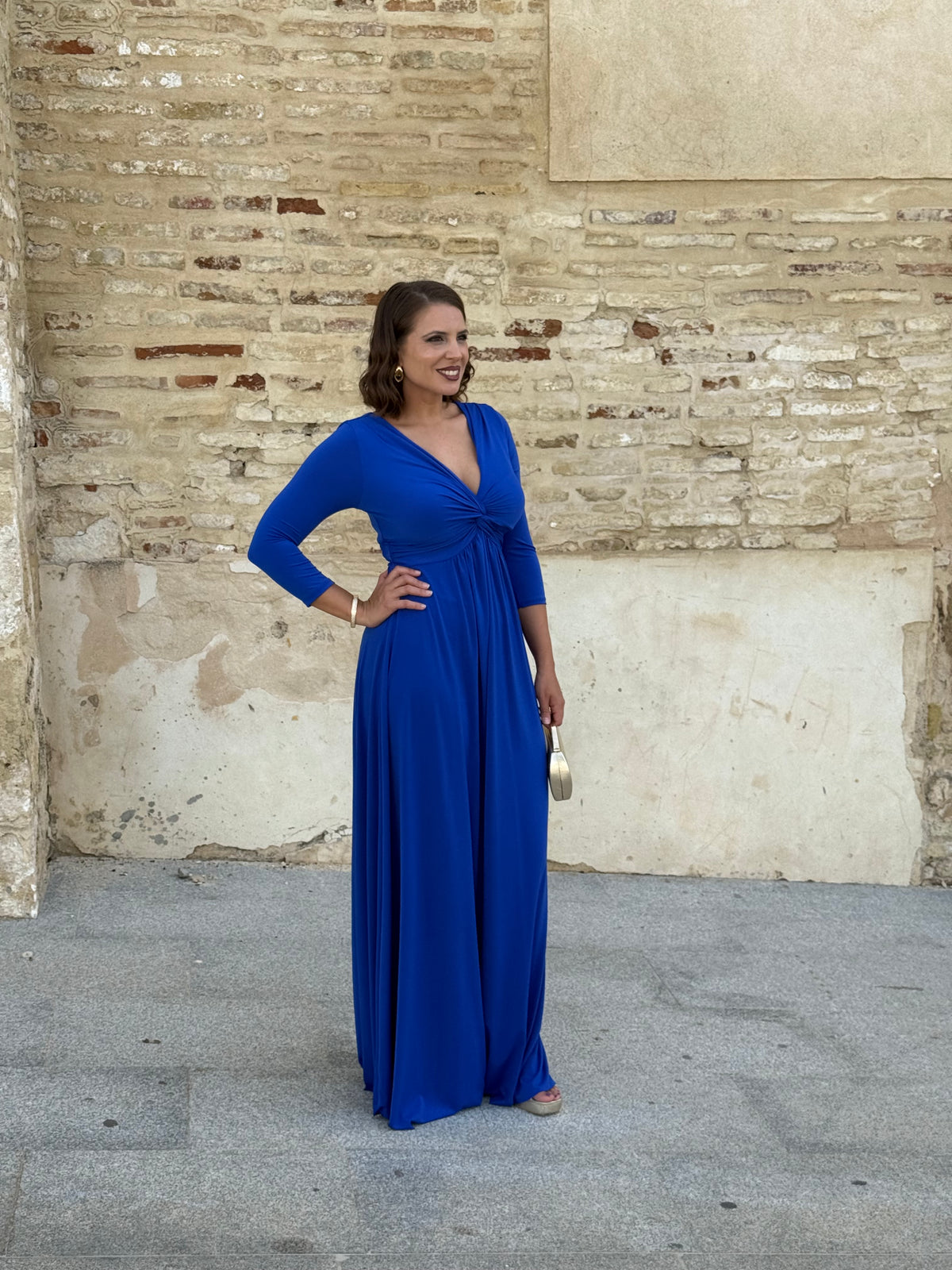 Vestido Zafira Manga Azul Añil