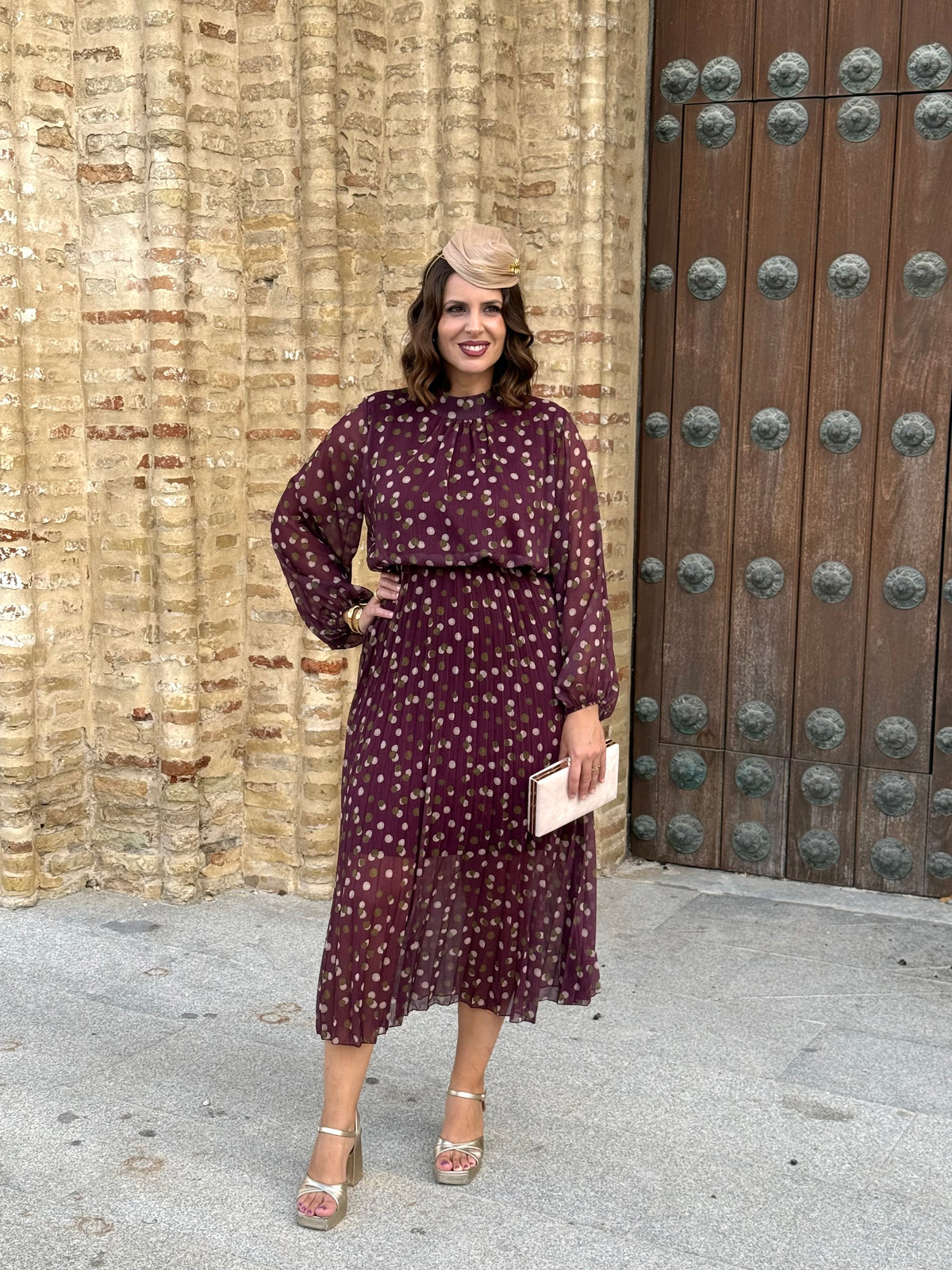 Vestido Julieta Lunares Burdeos