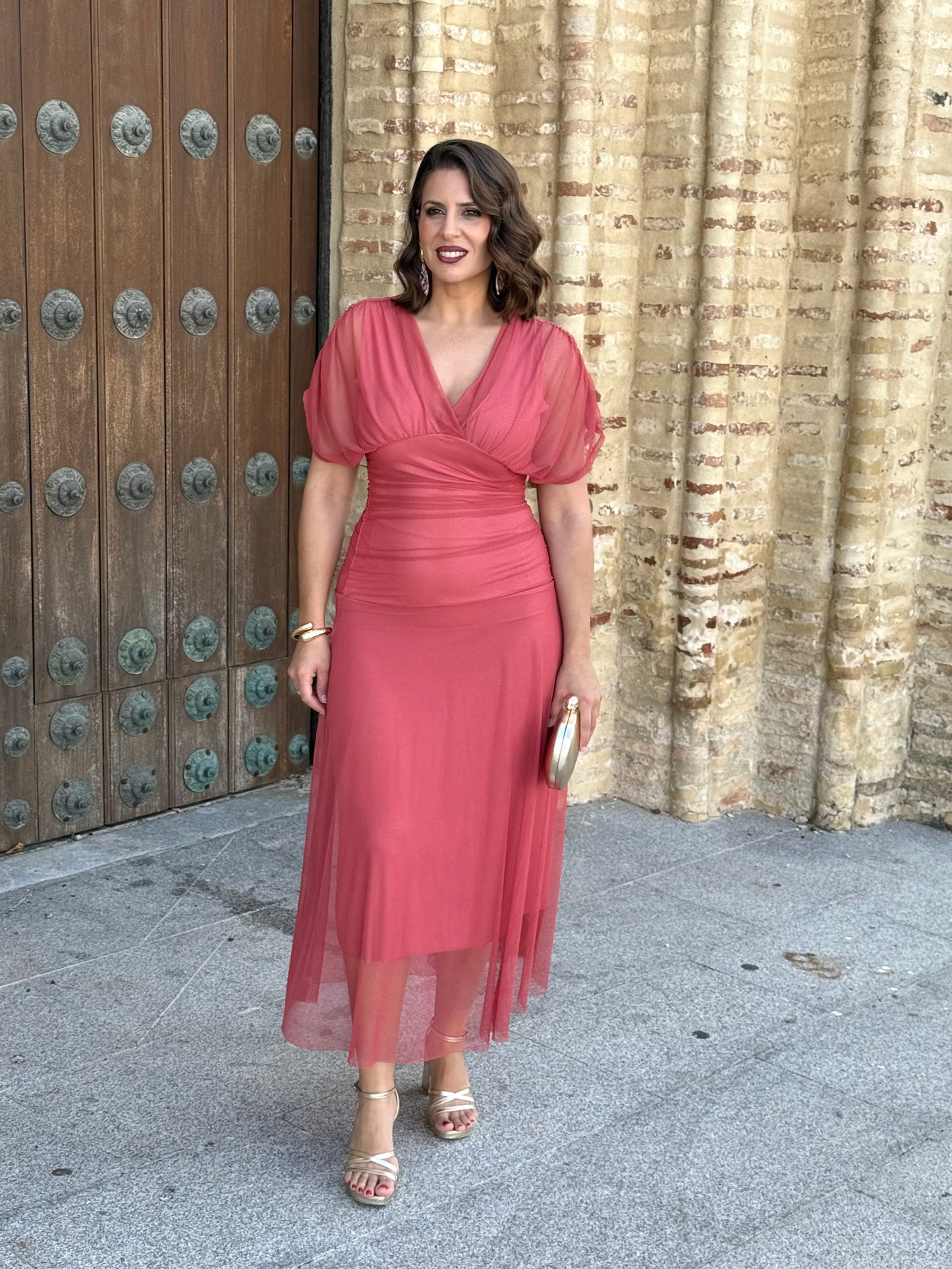 Vestido Graciela M/C Coral