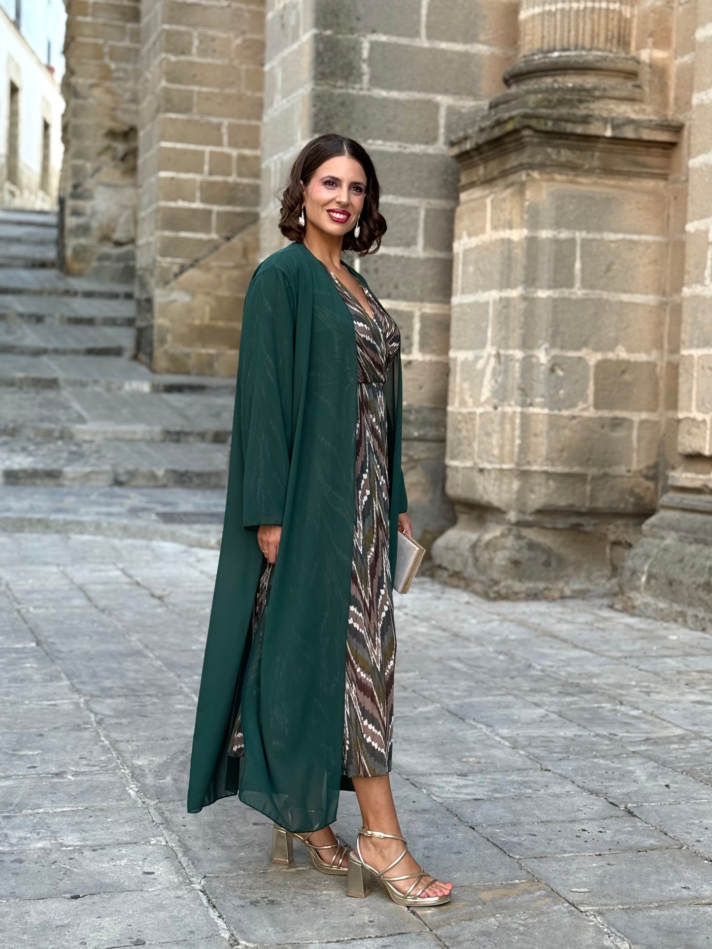 Kimono de Gasa Verde Botella