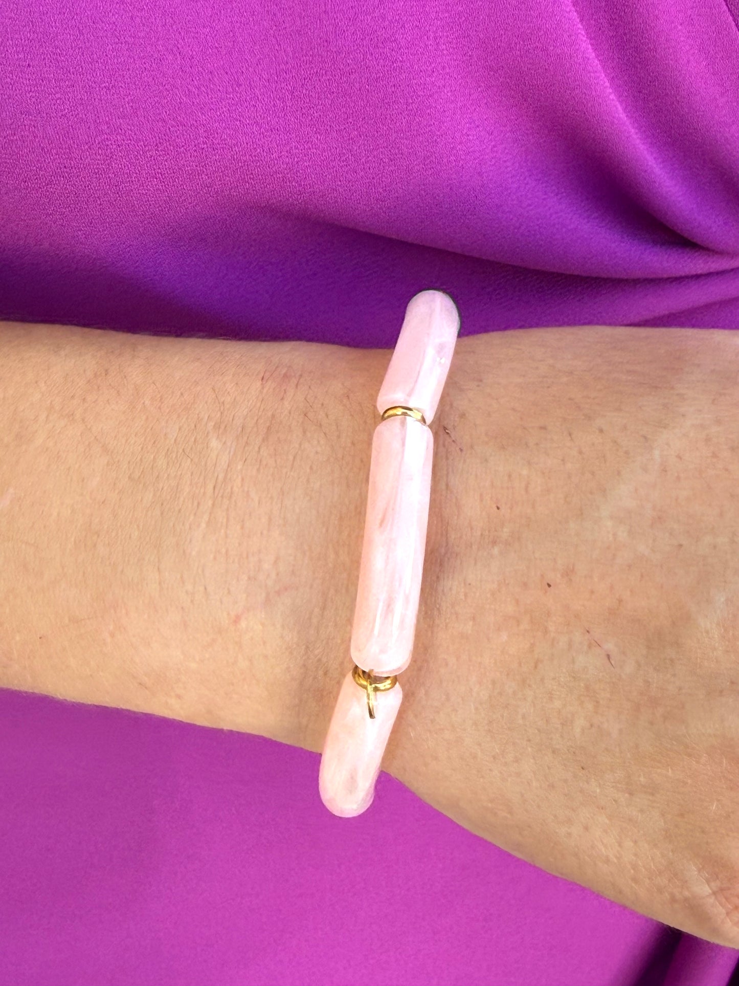 Pulsera Linda Rosa Efecto Piedra