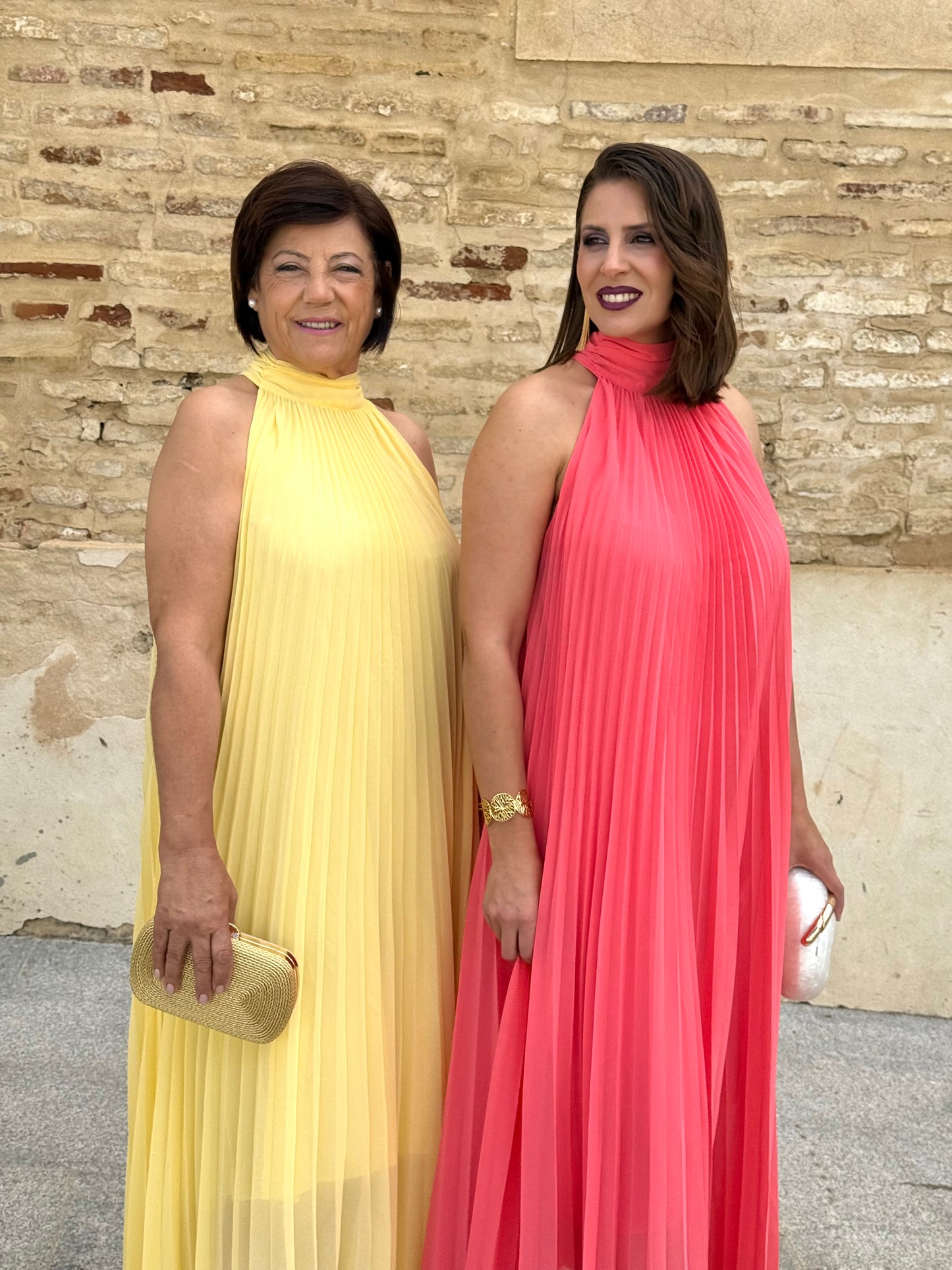 Vestido Grecia Plisado Coral