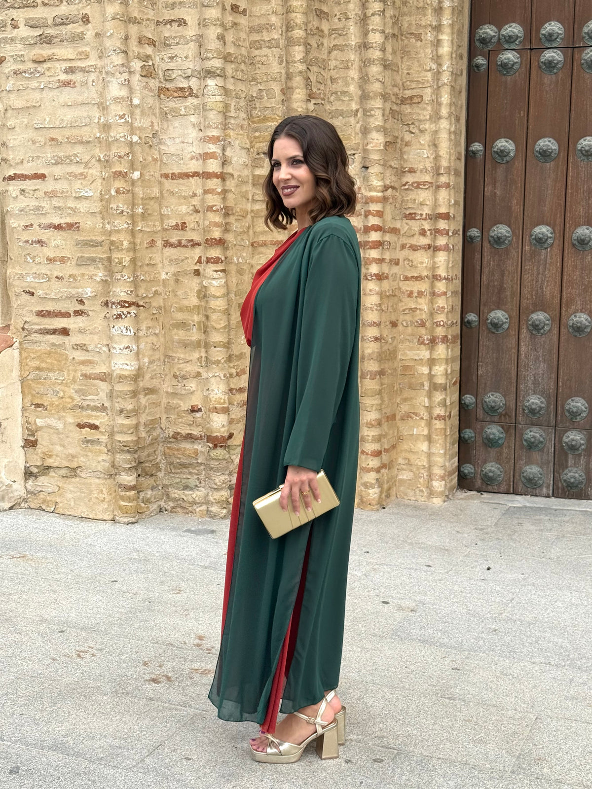Kimono de Gasa Verde Botella