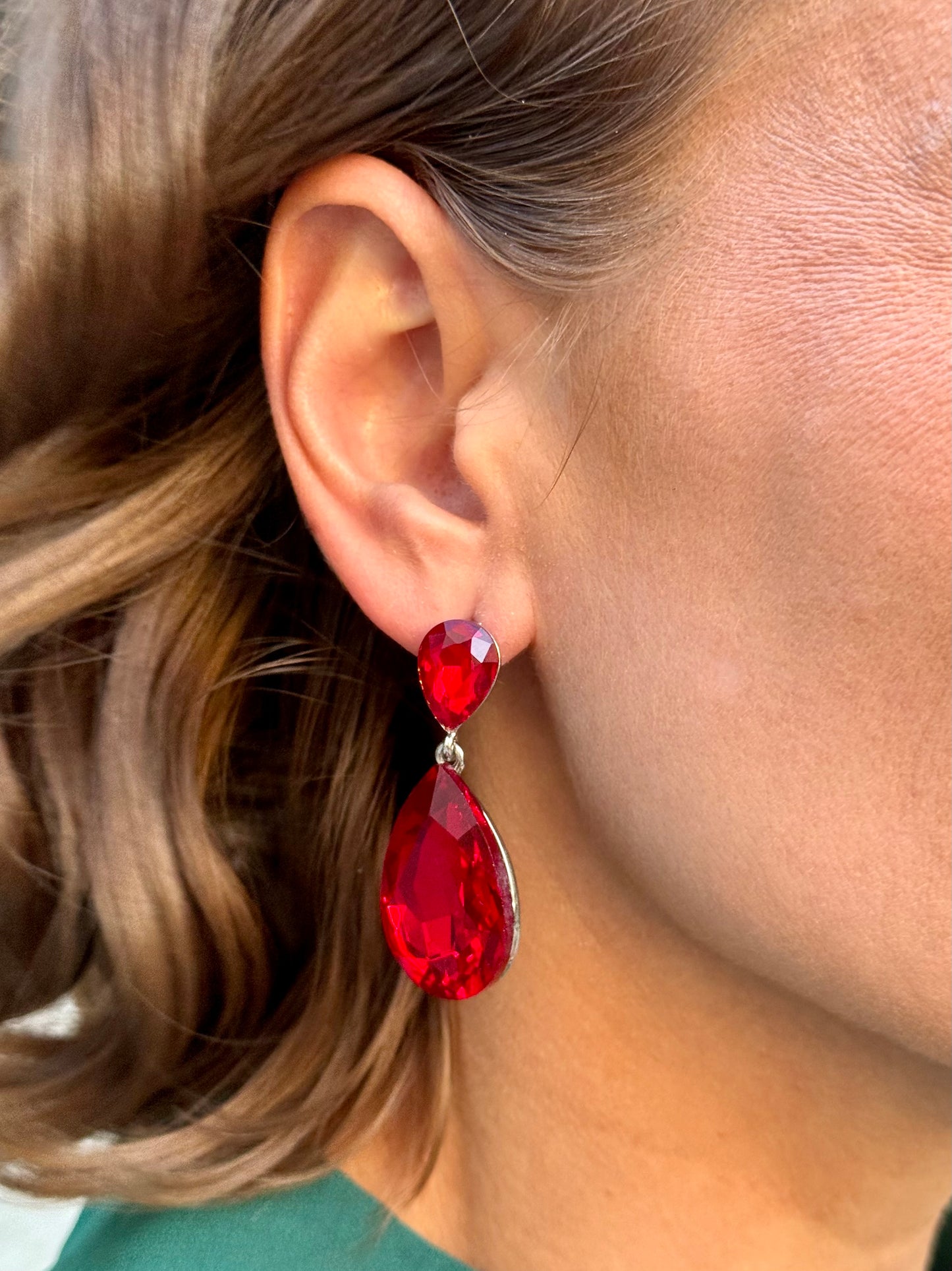 Pendientes Lágrima Rojo