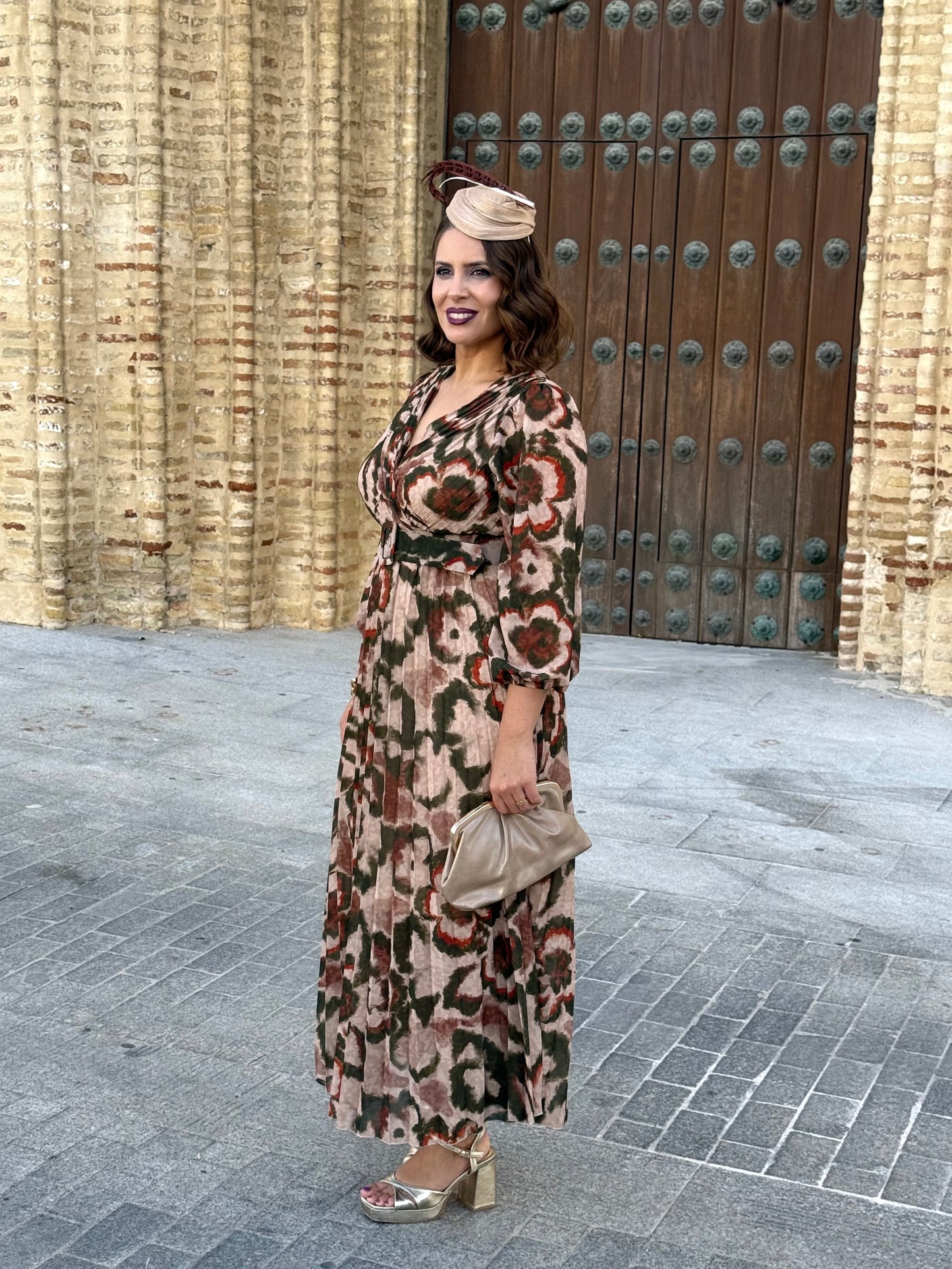 Vestido Azahara Verde/Camel