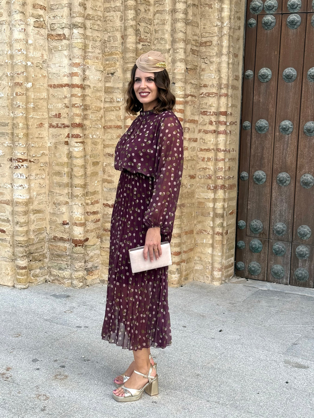 Vestido Julieta Lunares Burdeos