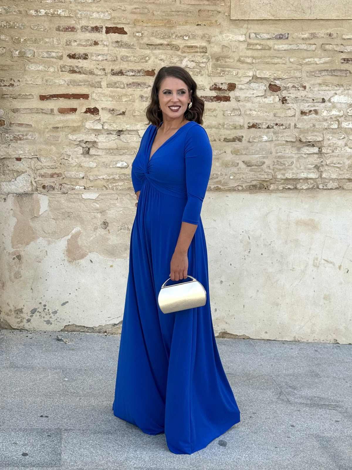 Vestido Zafira Manga Azul Añil