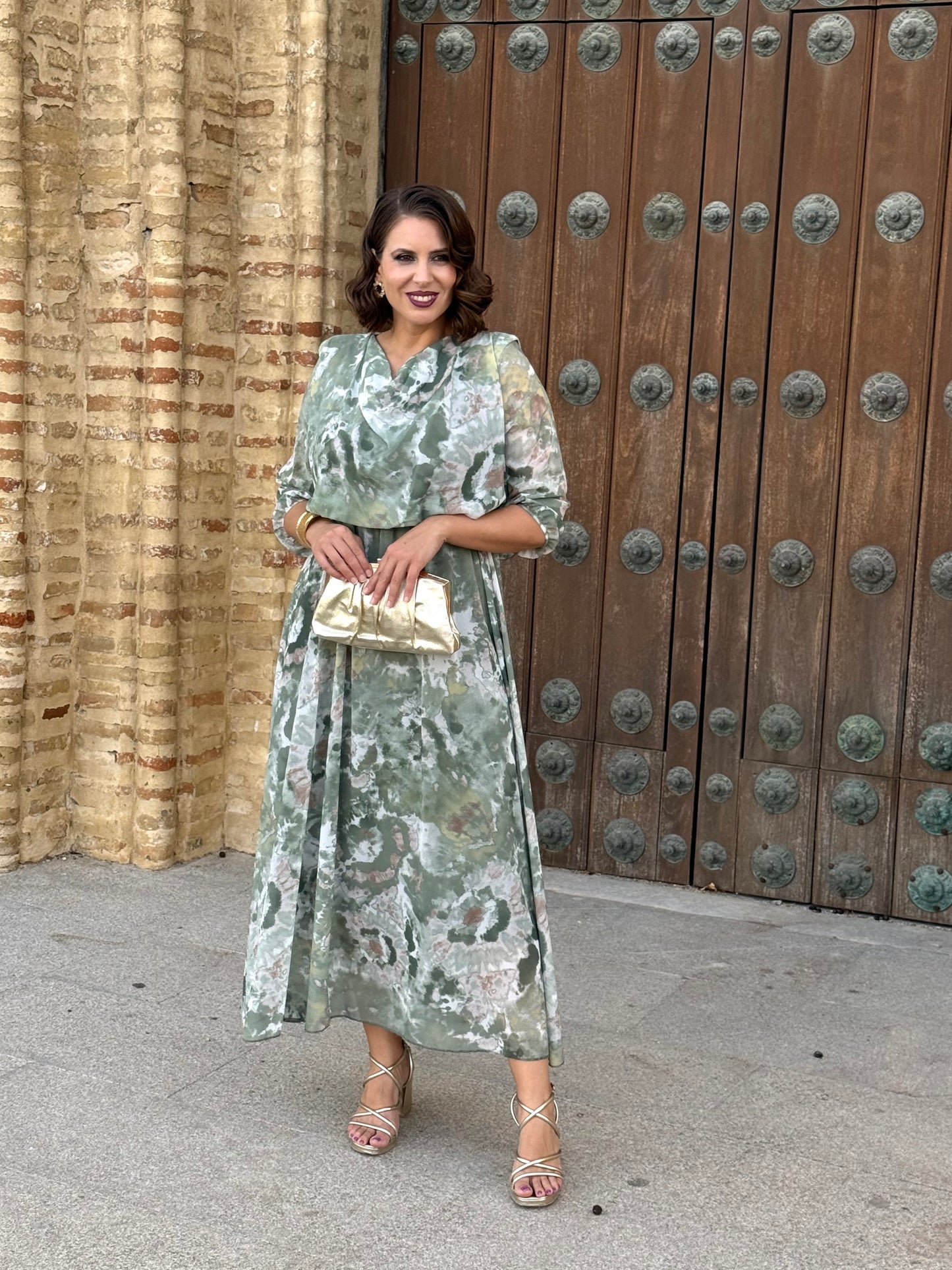 Vestido Mónica Floral Verde kaki