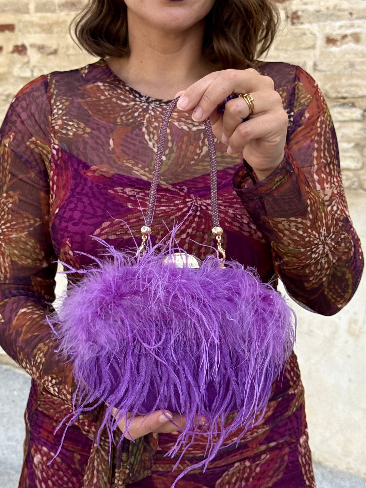 Bolso Plumas Morado