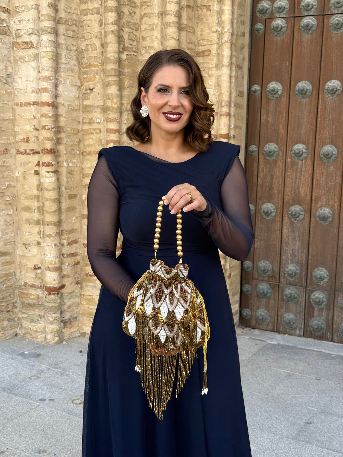 Limosnera Glam Dorada/Blanca