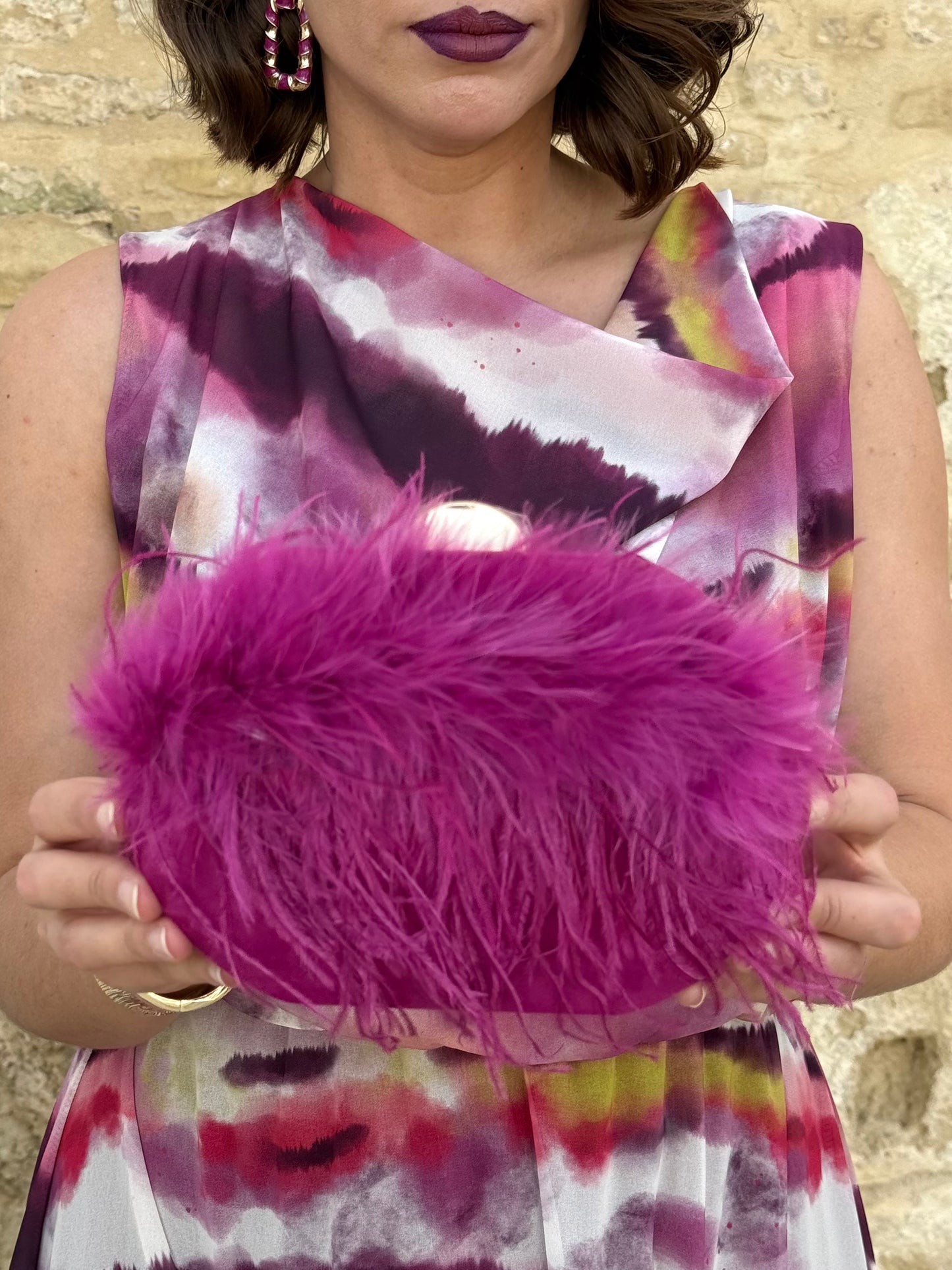 Bolso de Fiesta de Plumas Buganvilla
