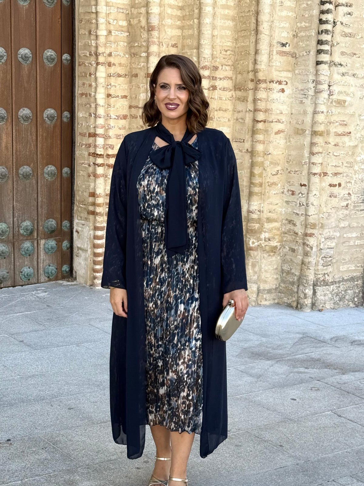 Kimono de Gasa Lazo Azul Marino