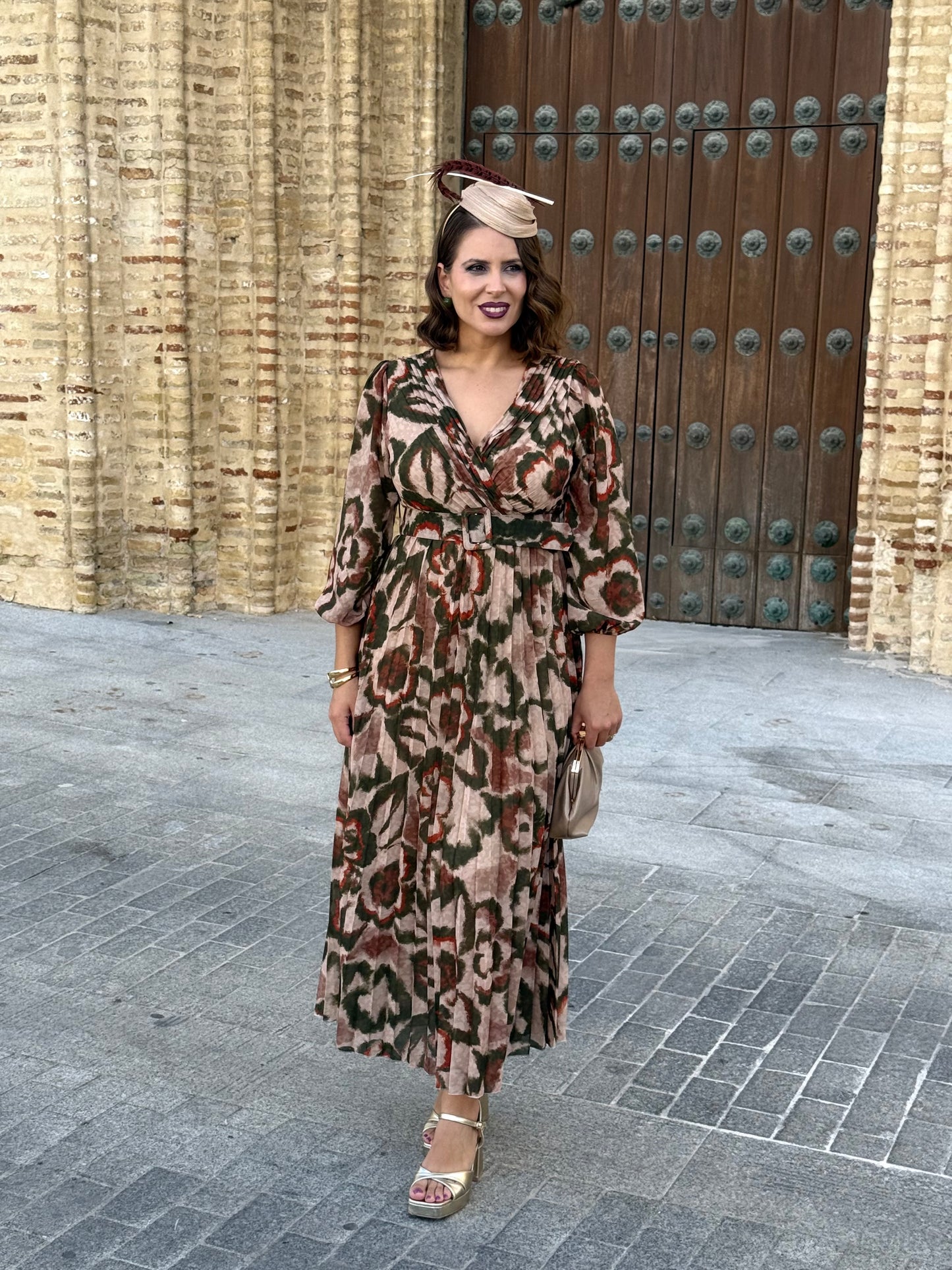 Vestido Azahara Verde/Camel