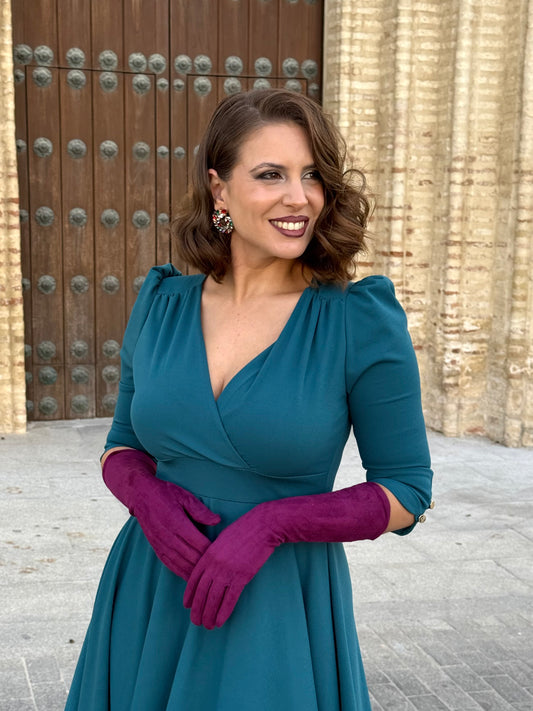 Guantes Largos de Fiesta Efecto Ante Buganvilla