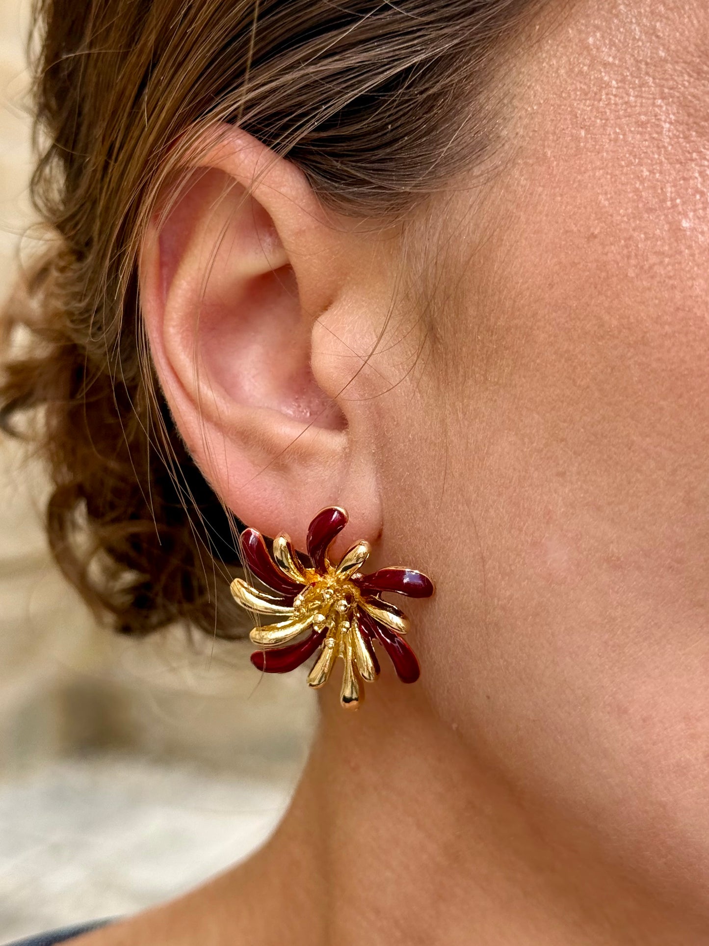 Pendientes Primavera Burdeos