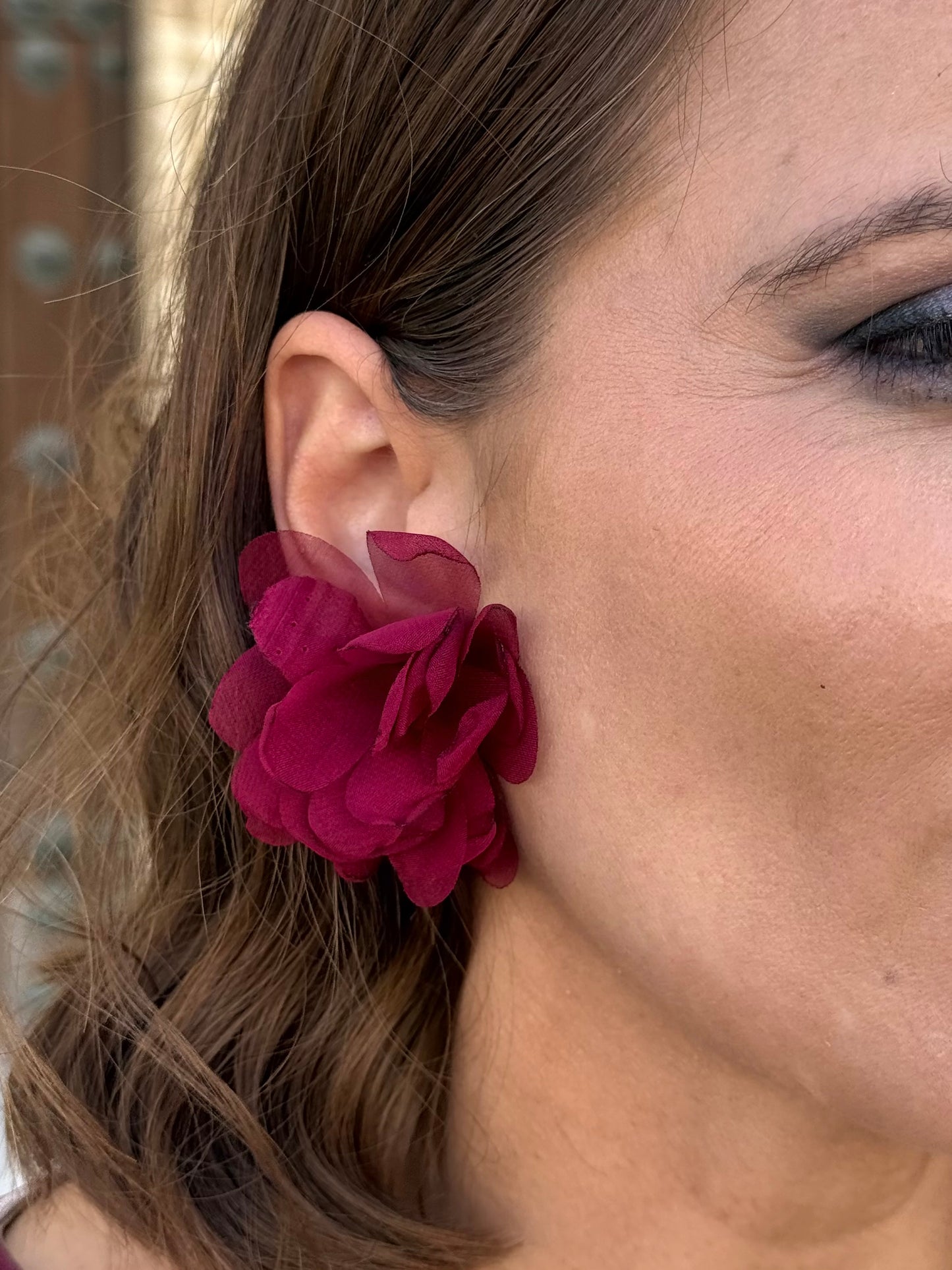 Pendientes Amapola Burdeos
