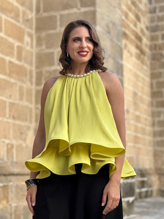 Top Perla Elegante Amarillo