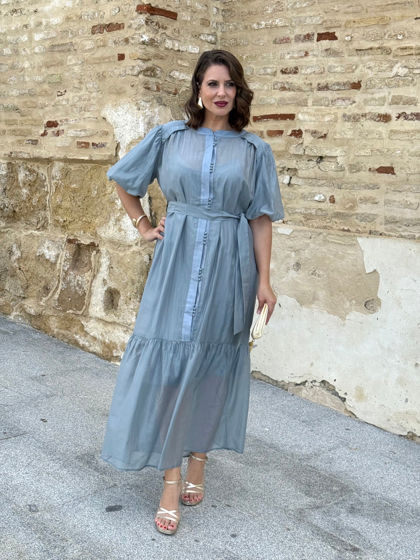 Vestido Menorca Azul Empolvado
