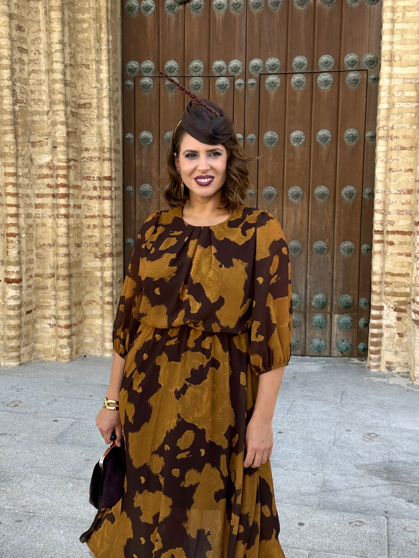 Vestido Miriam Estampado Mostaza