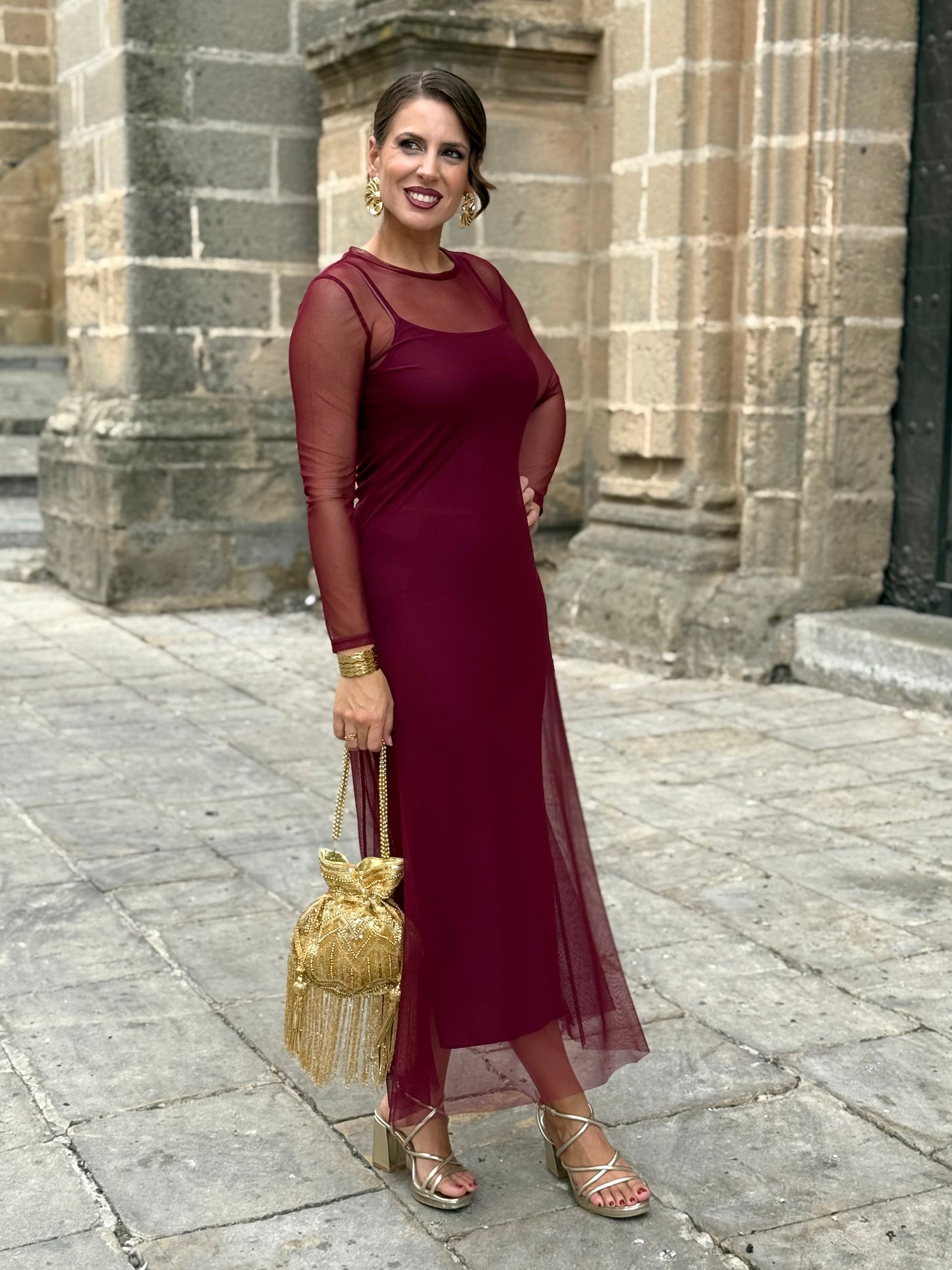 Vestido Aura Burdeos