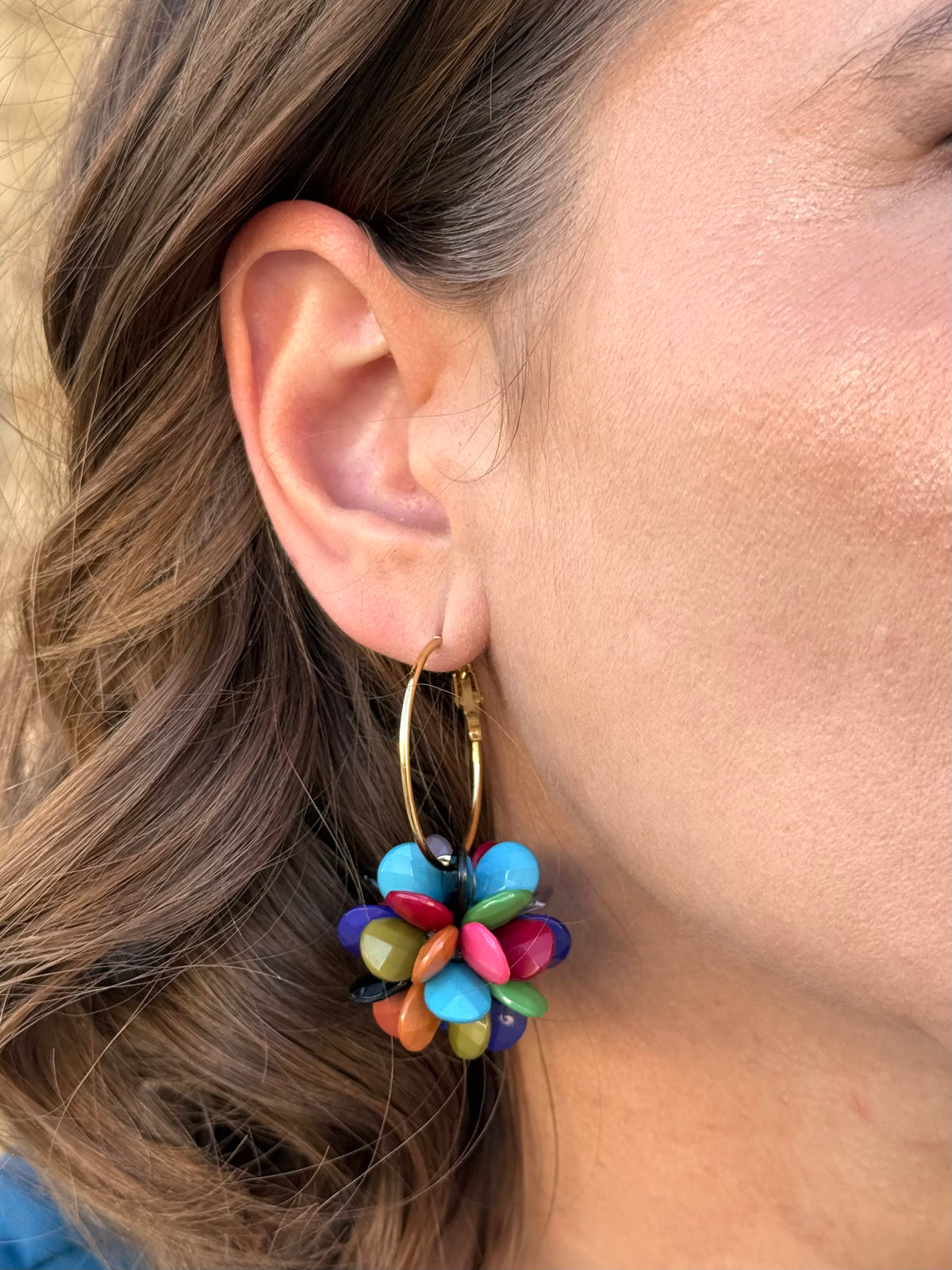 Pendientes Aro Flor Multicolor