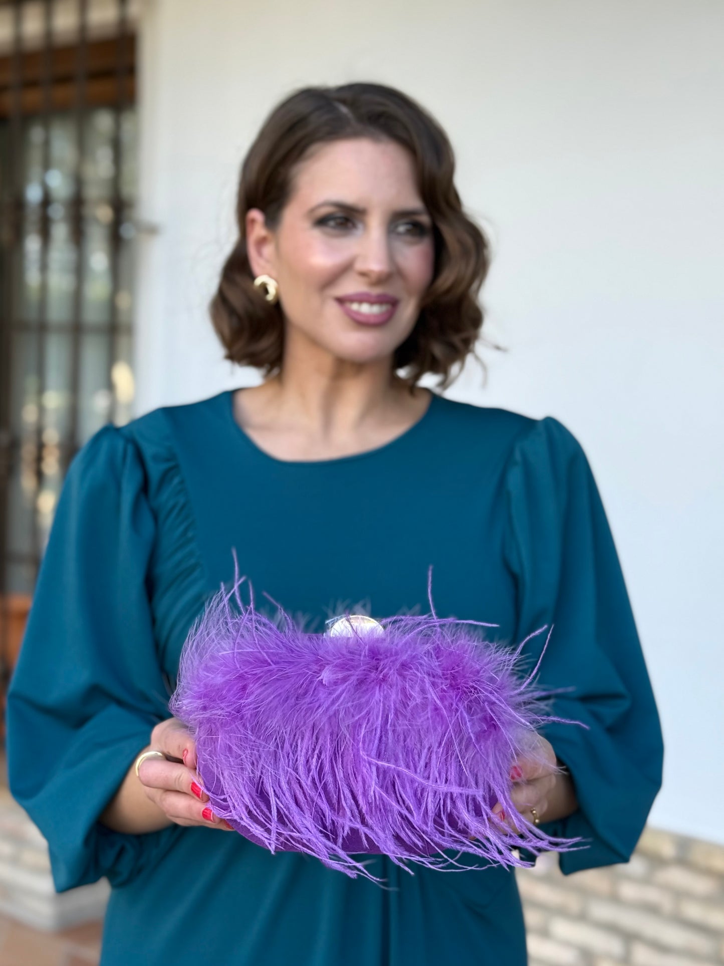 Bolso Plumas Morado