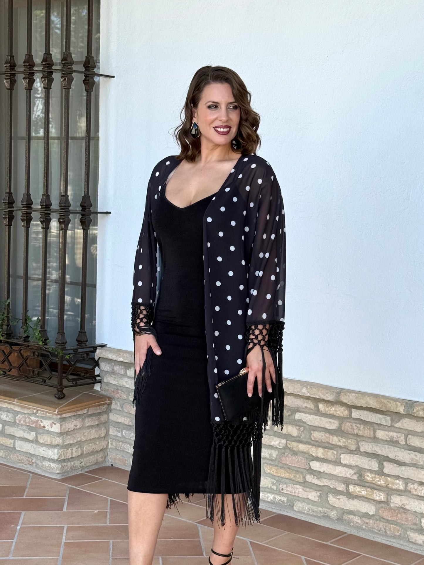 Kimono Lunares Negro