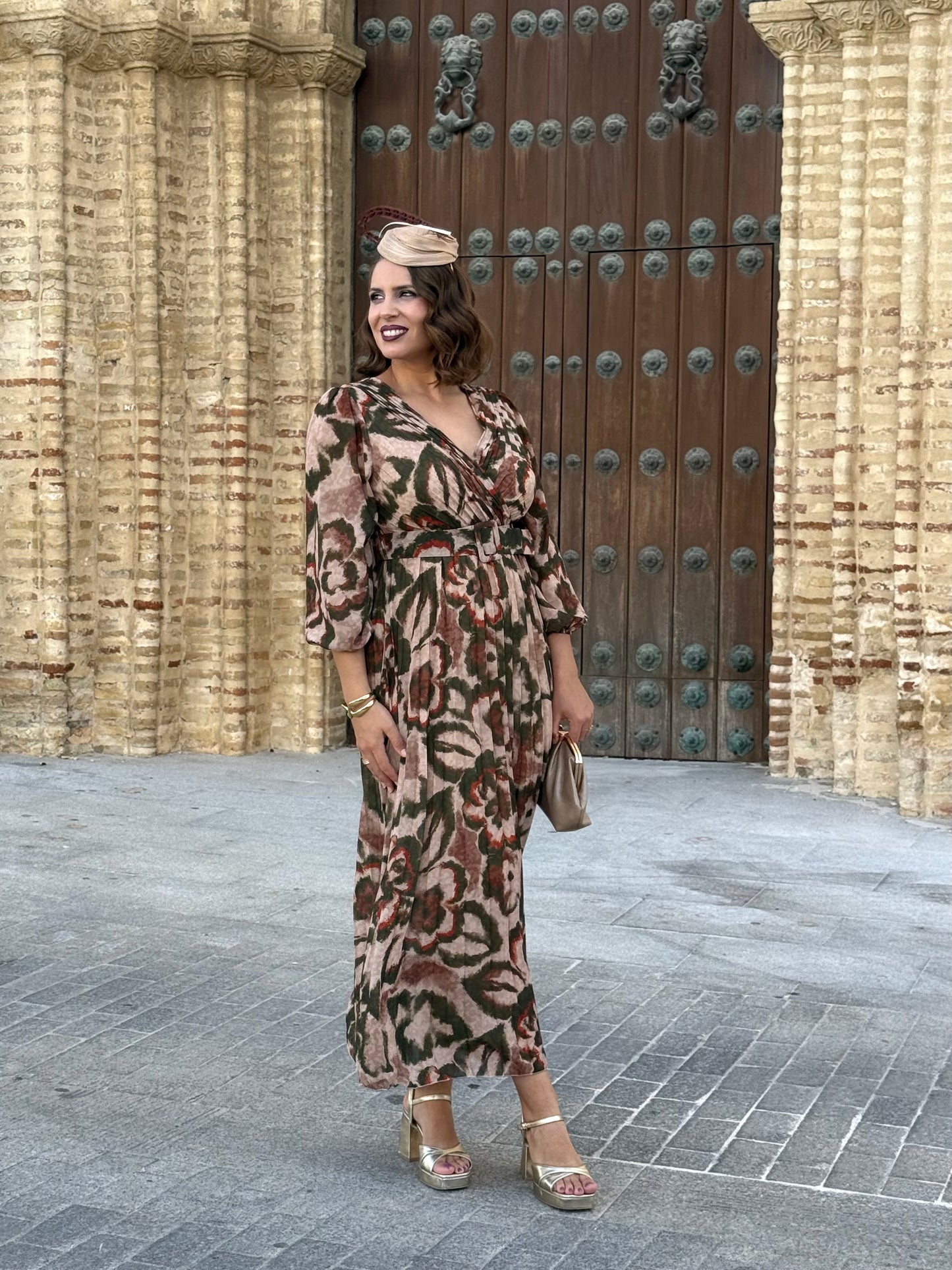 Vestido Azahara Verde/Camel